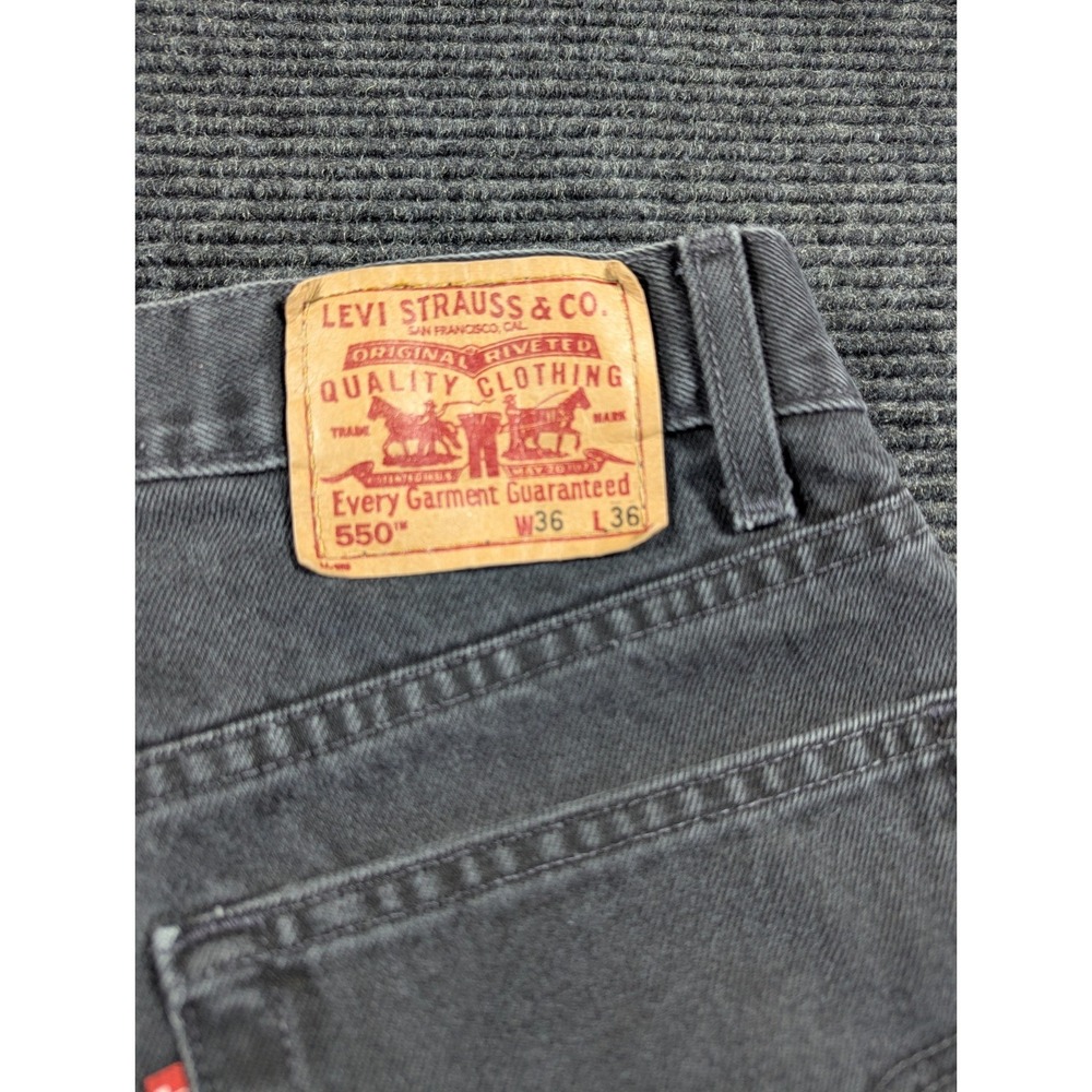 Levi's 550 Relaxed Fit Jeans Mens 36x36 Gray Denim Cotton Mid Rise Straight Leg - Picture 11 of 16